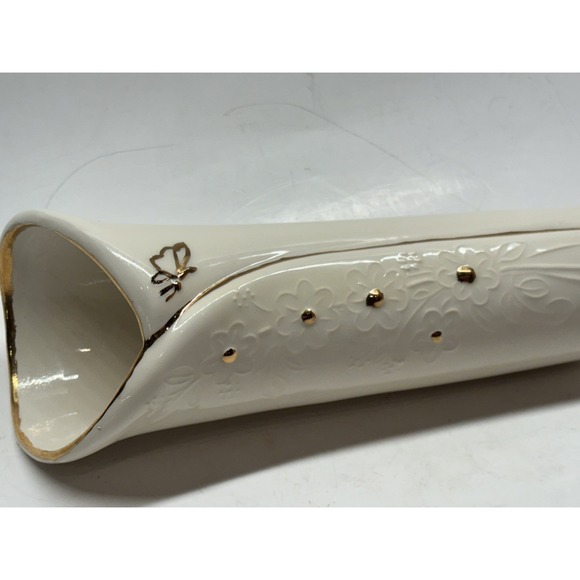 Vintage Porcelain VASE Hand Painted Flowers , butterfly Gold Accents - Picture 16 of 16